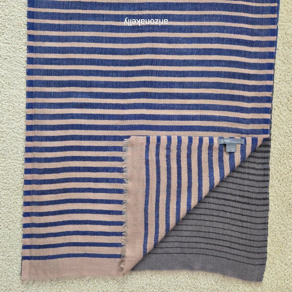 ÉPICE PARIS  Wool Striped Scarf *Tiny Repaired Hole* - Picture 9 of 11